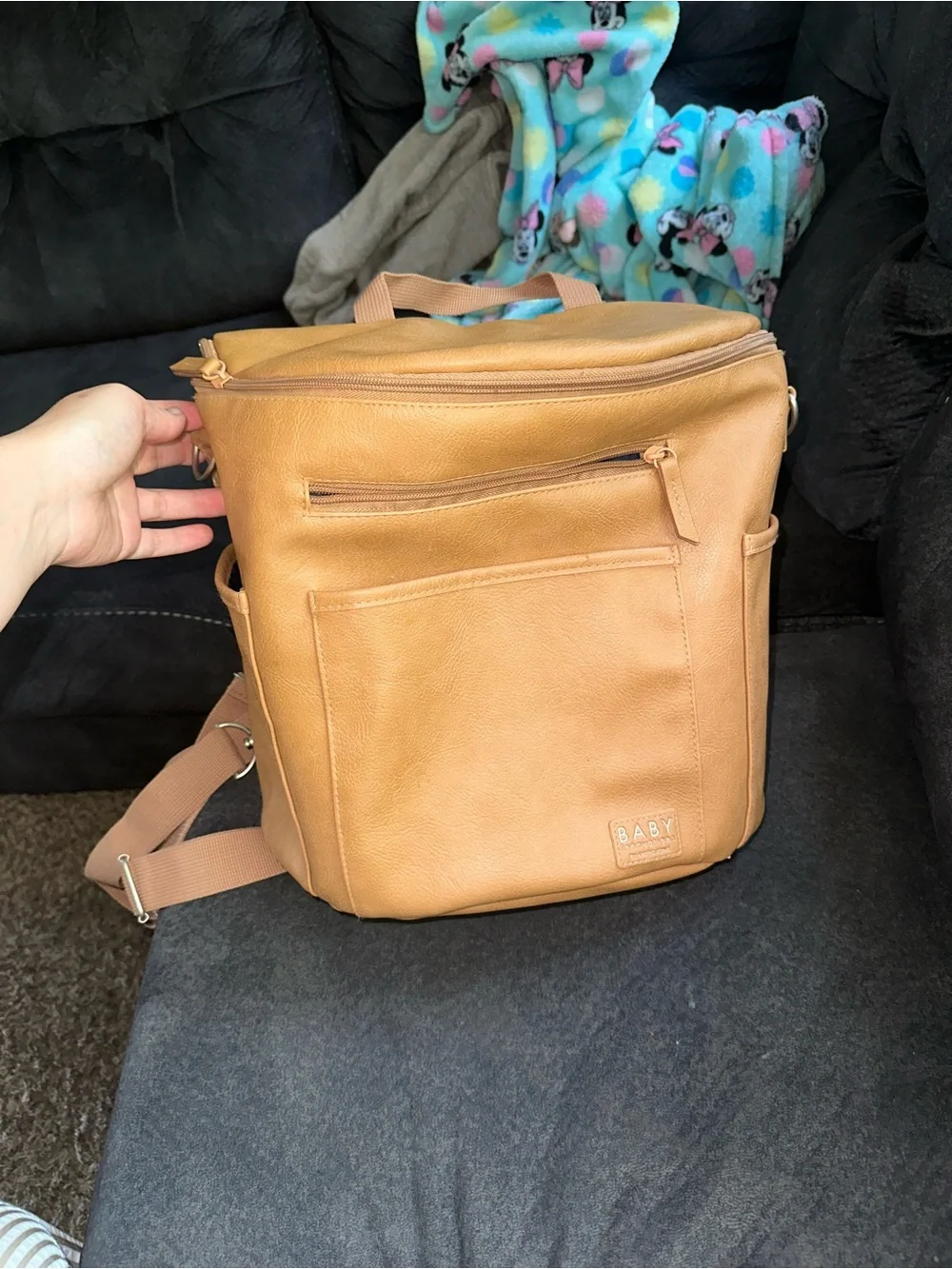 Convertible Tan Baby Diaper Backpack - Casual Everyday Organizer